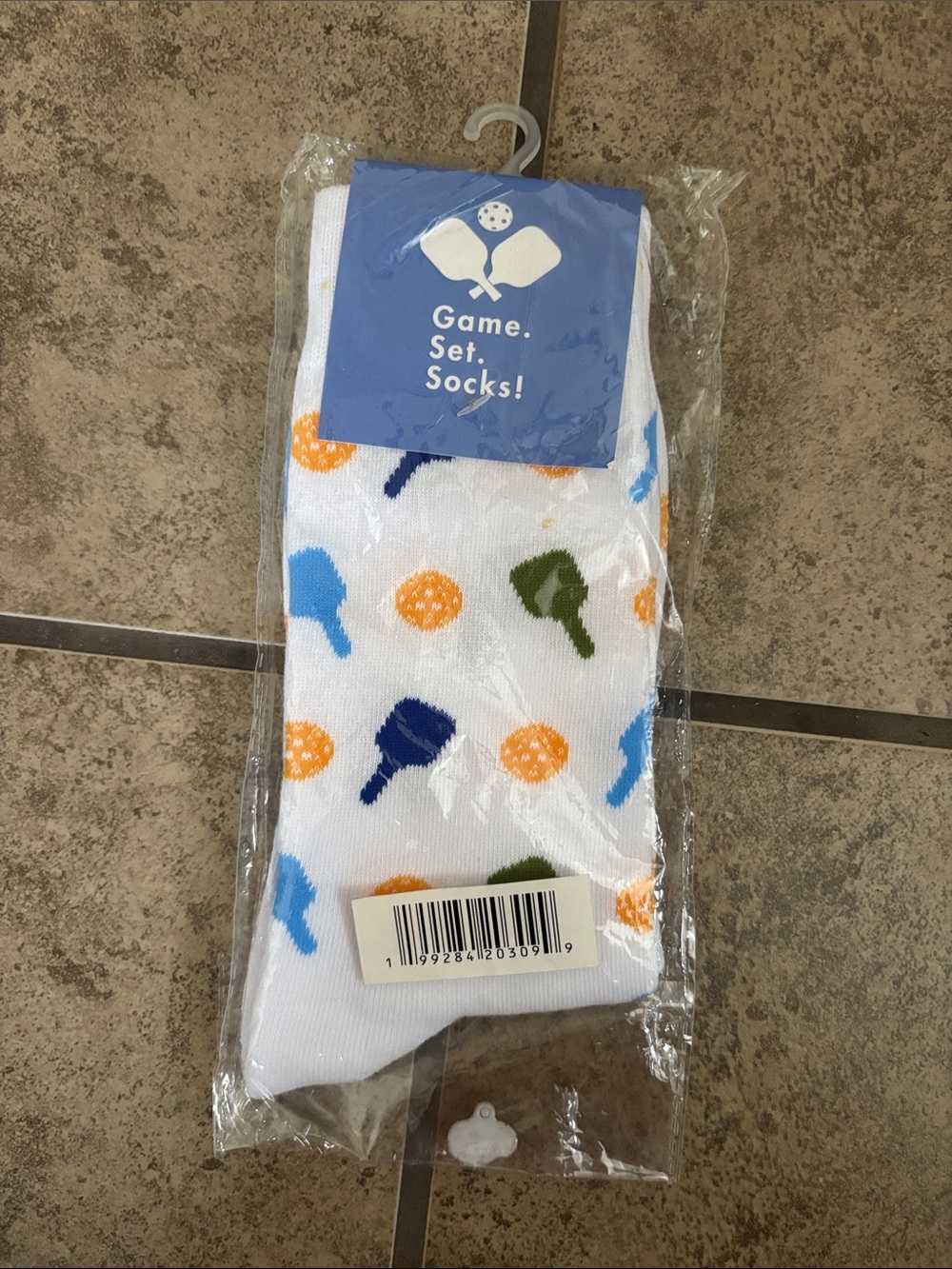 Pickleball Print White Socks